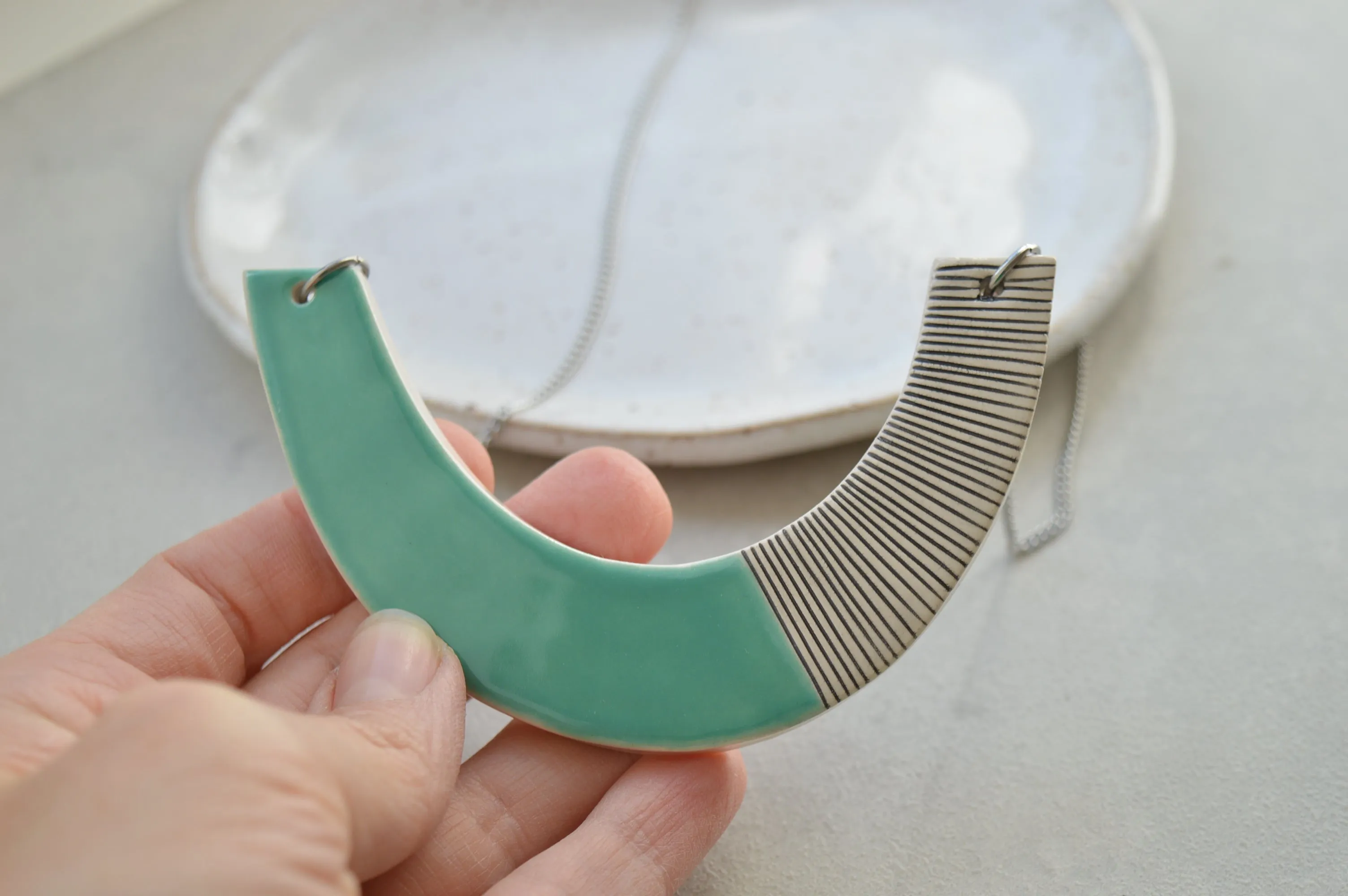 Ceramic statement necklace - Turquoise