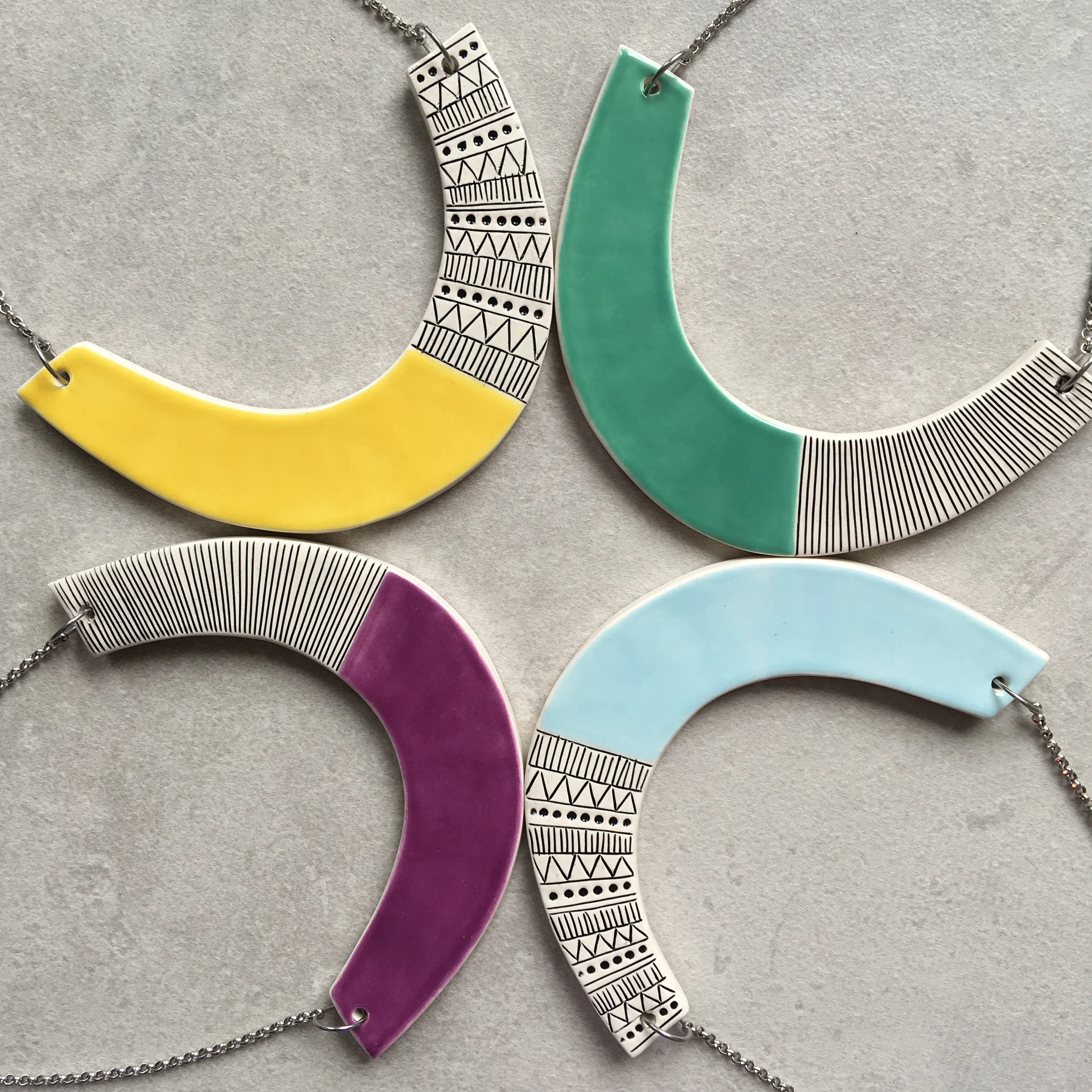 Ceramic statement necklace - Turquoise