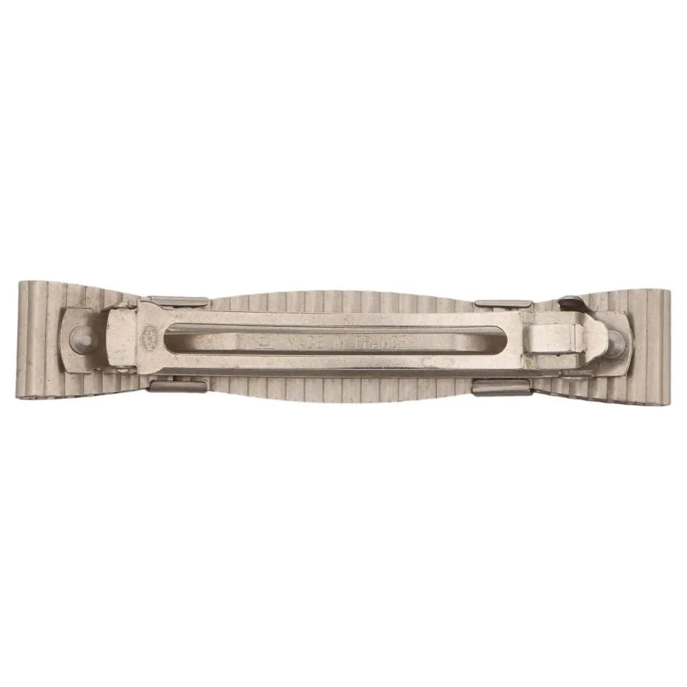 CHANEL CC Logo plate barrette Silver Metal