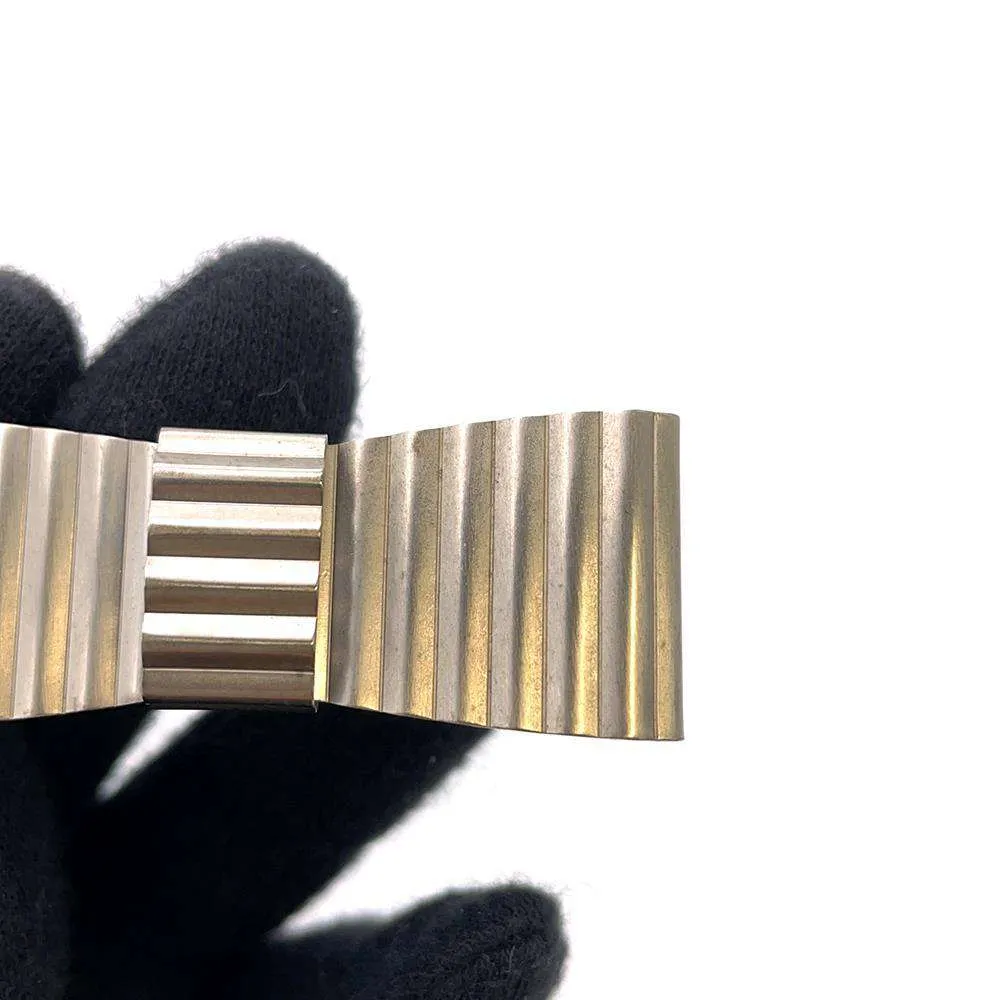 CHANEL CC Logo plate barrette Silver Metal