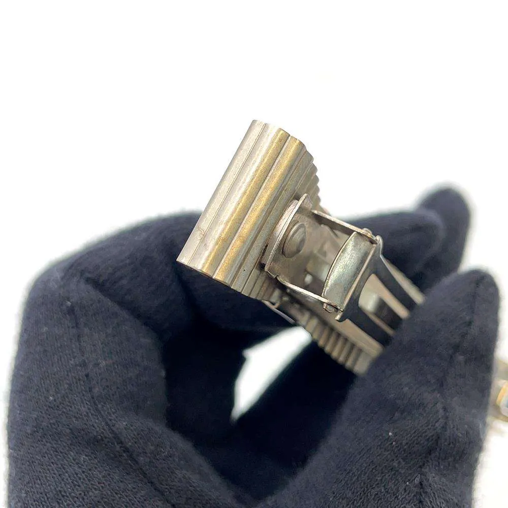 CHANEL CC Logo plate barrette Silver Metal