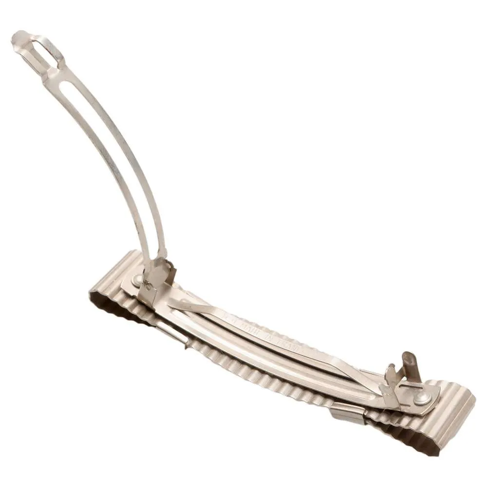 CHANEL CC Logo plate barrette Silver Metal
