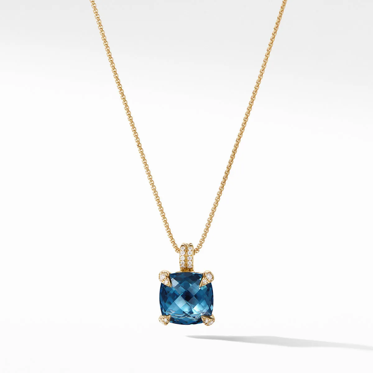 Chatelaine Pendant Necklace with Hampton Blue Topaz and Diamonds in 18K Gold