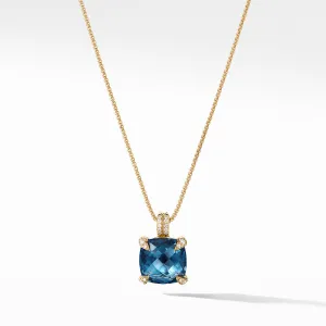 Chatelaine Pendant Necklace with Hampton Blue Topaz and Diamonds in 18K Gold