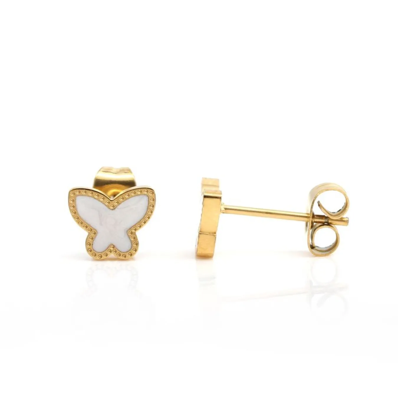Children's Butterfly Earrings - White