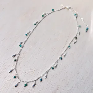 Chrysocolla Stardust Necklace - Silver