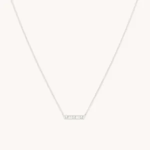 Cosmic Star Topaz Bar Necklace in Solid White Gold