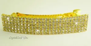 Crystal/Gold Rhinestone 6 Row 3.5" Barrette