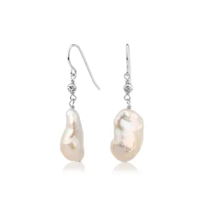 Cultured freshwater pearl drop earrings in sterling silver