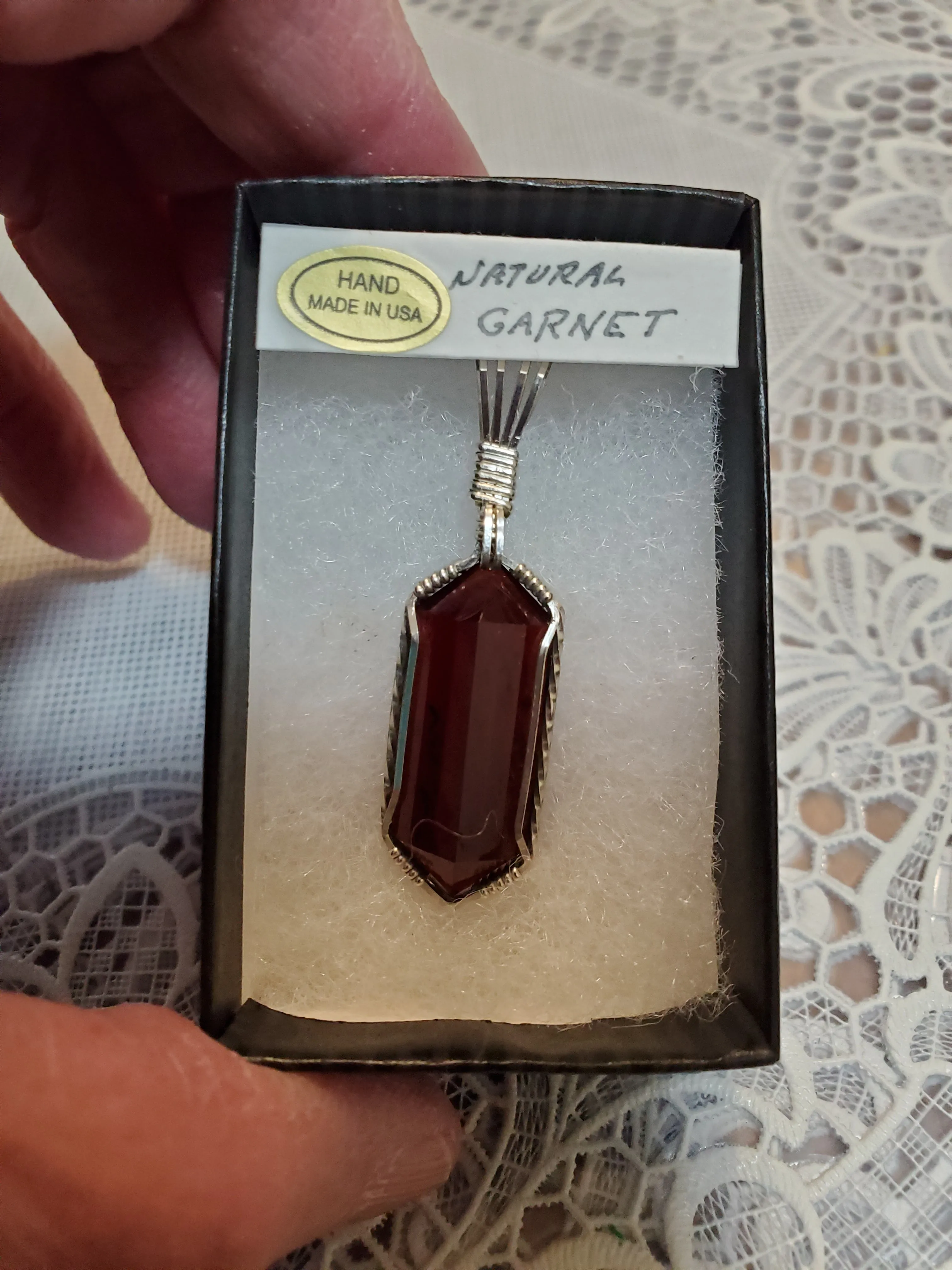 Custom Wire Wrapped Natural Faceted Garnet Necklace/Pendant Sterling Silver
