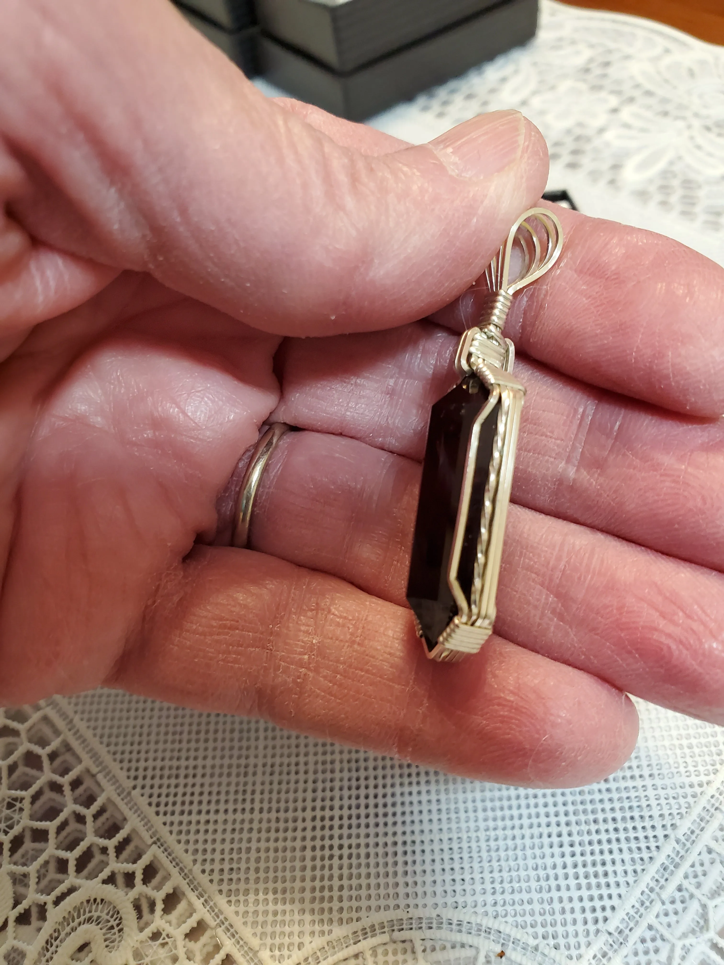 Custom Wire Wrapped Natural Faceted Garnet Necklace/Pendant Sterling Silver