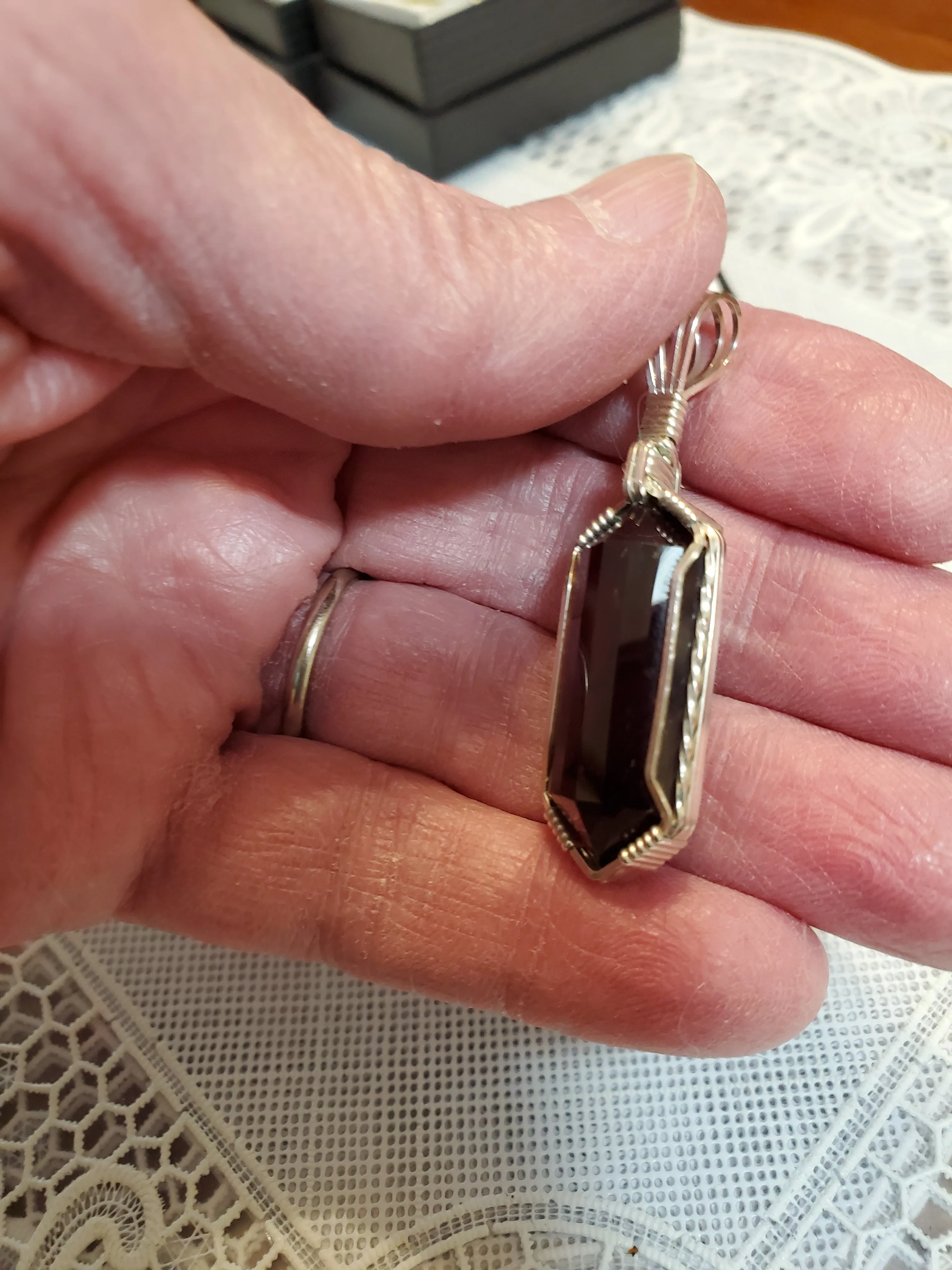 Custom Wire Wrapped Natural Faceted Garnet Necklace/Pendant Sterling Silver
