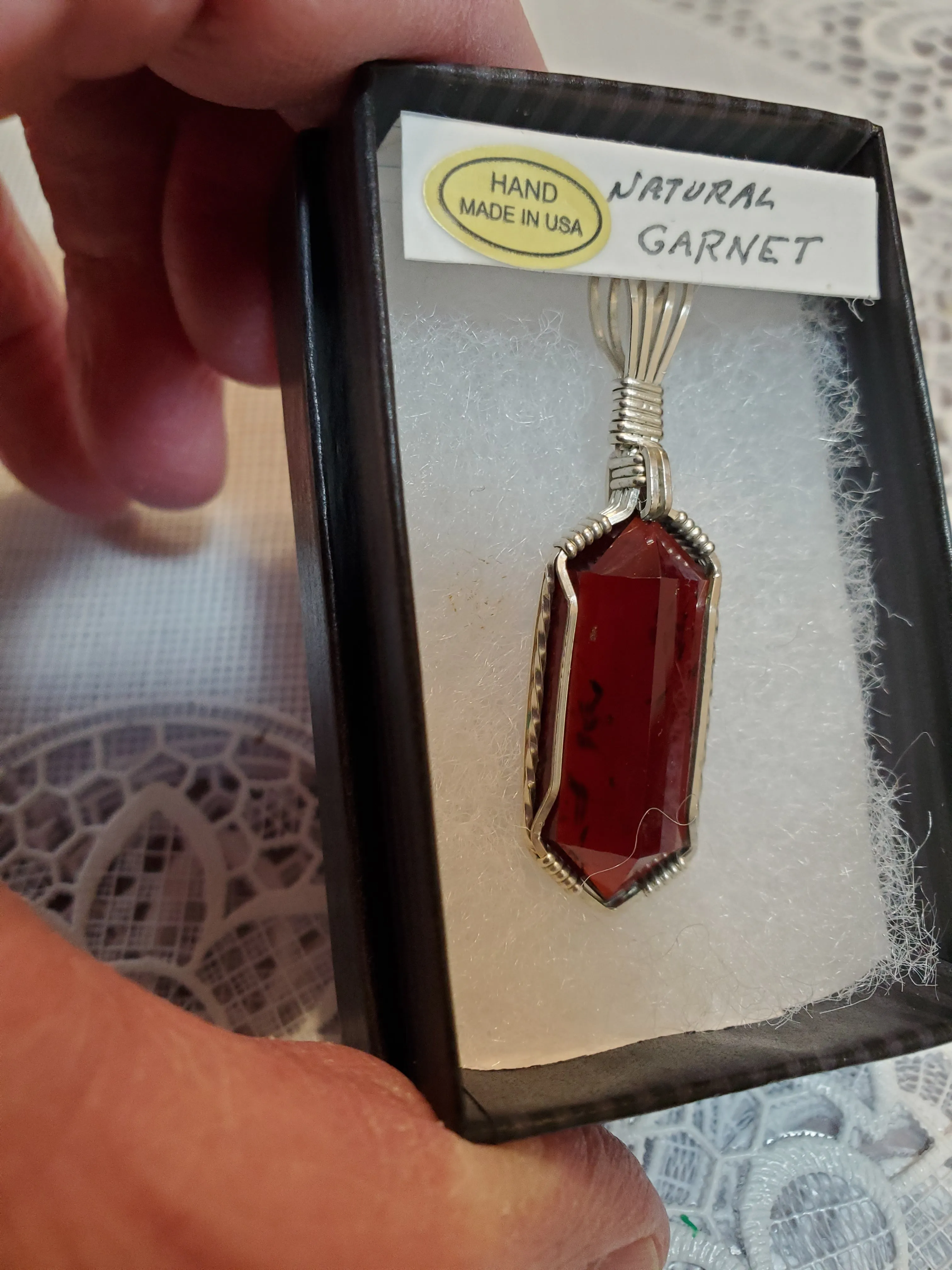 Custom Wire Wrapped Natural Faceted Garnet Necklace/Pendant Sterling Silver