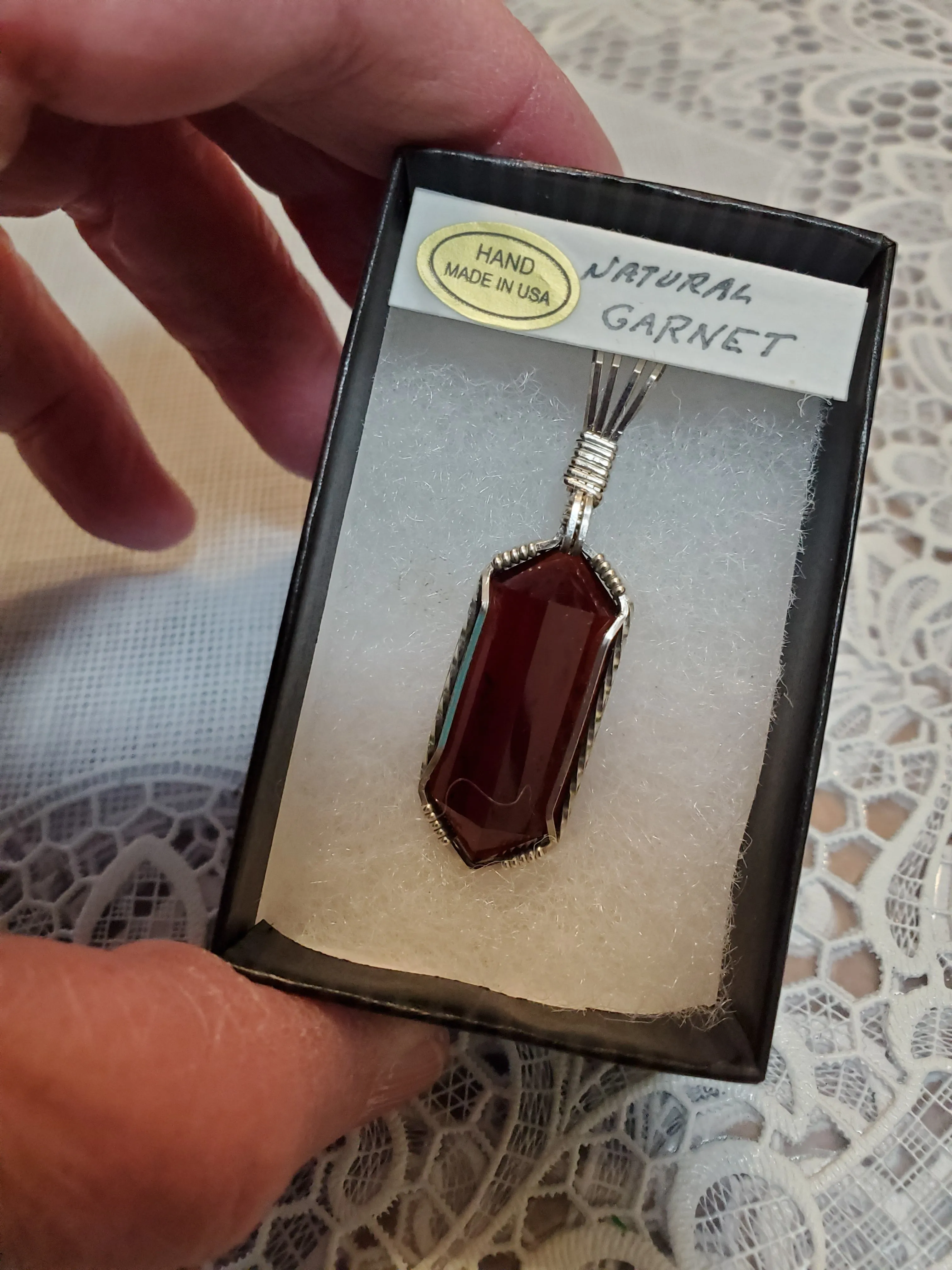 Custom Wire Wrapped Natural Faceted Garnet Necklace/Pendant Sterling Silver