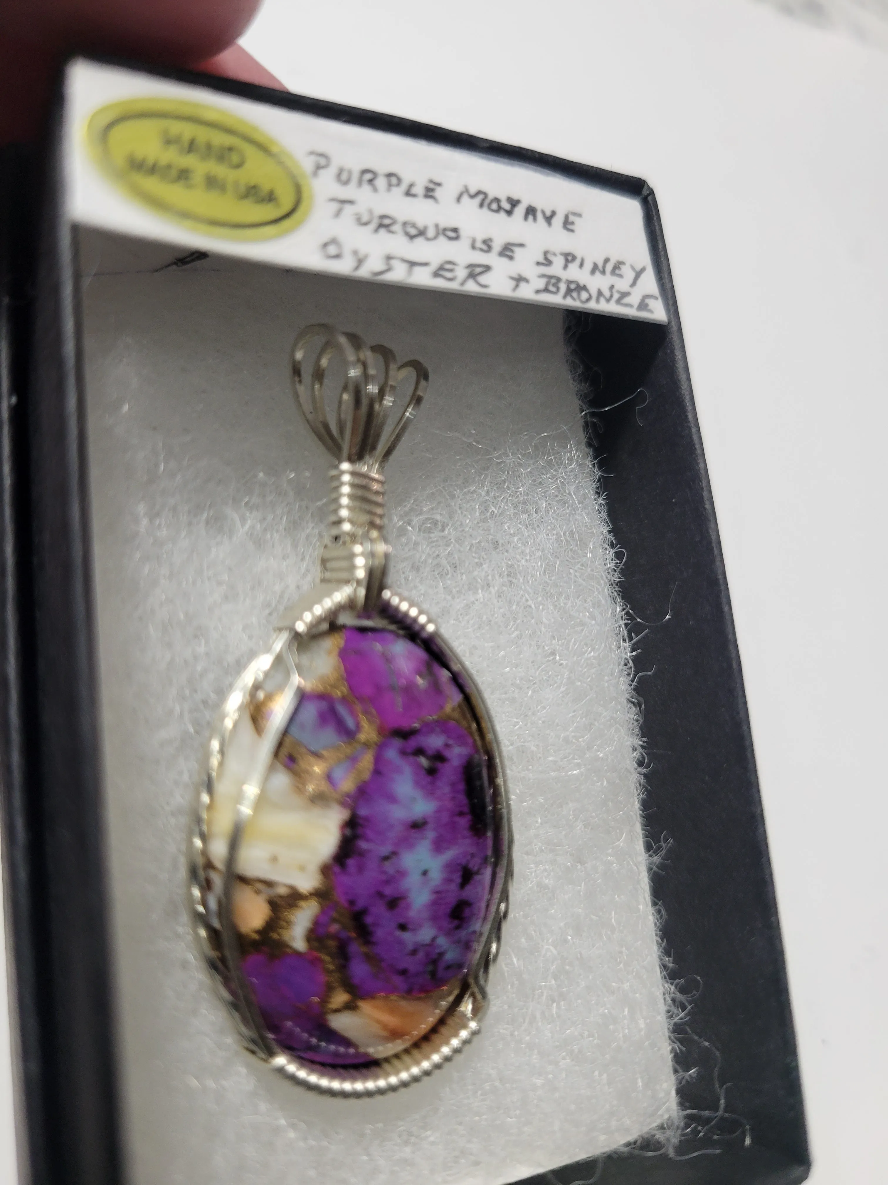 Custom Wire Wrapped Purple Mojave Turquoise Spiny Oyster Necklace/Pendant SS