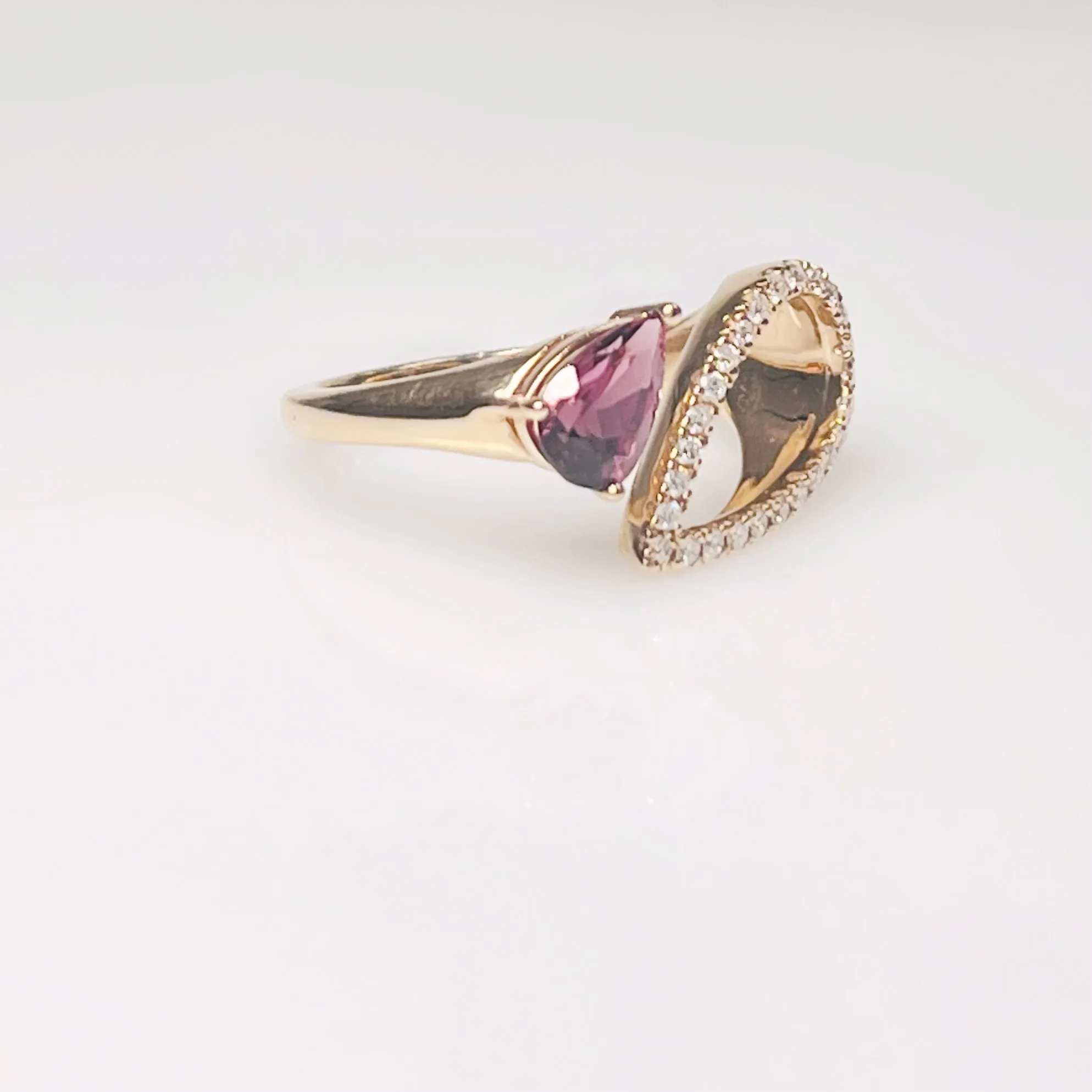 Double Pear Rhodolite and diamond ring