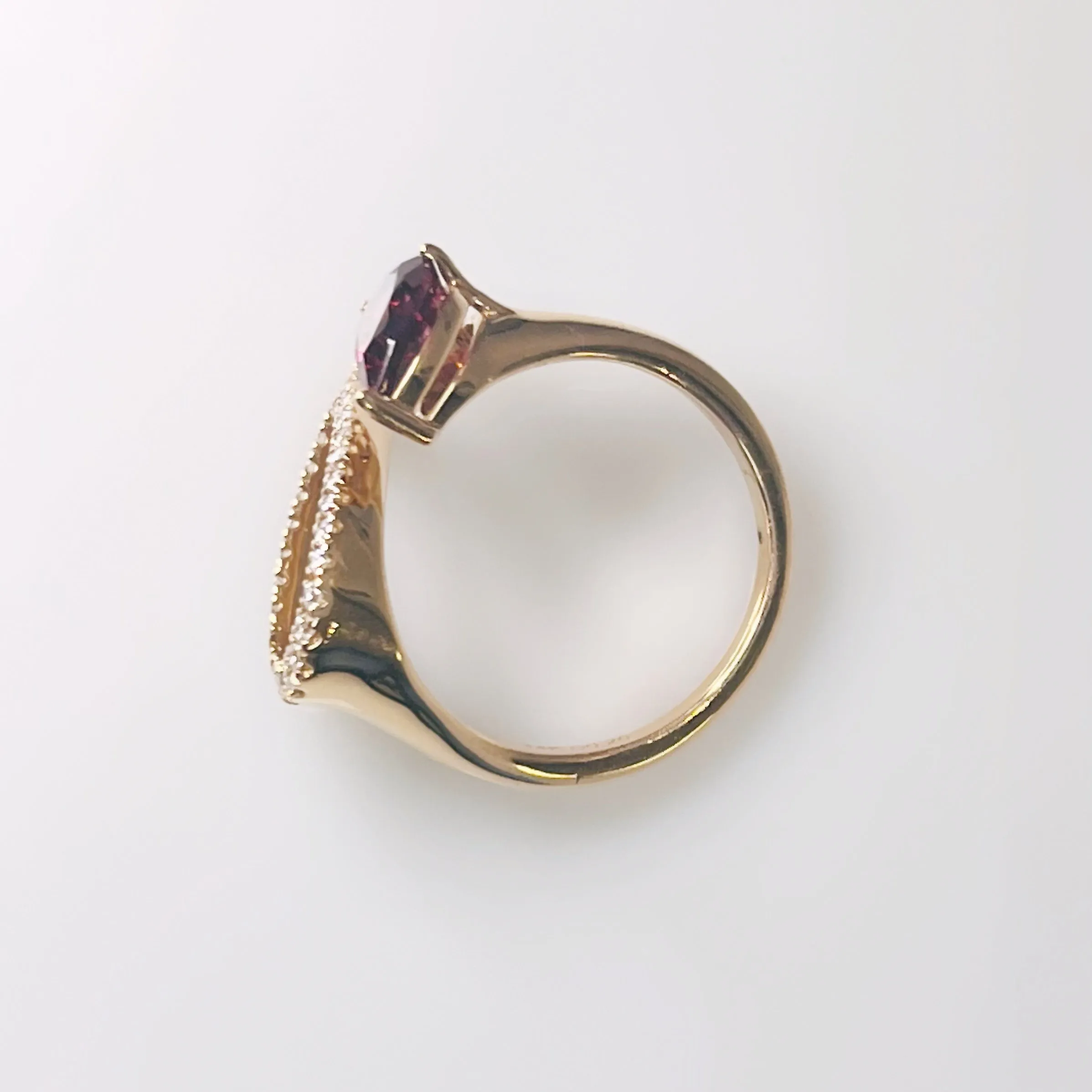 Double Pear Rhodolite and diamond ring