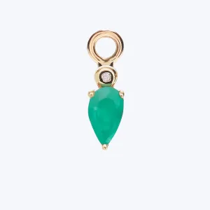 Droplet Charm with Emerald and White Diamond