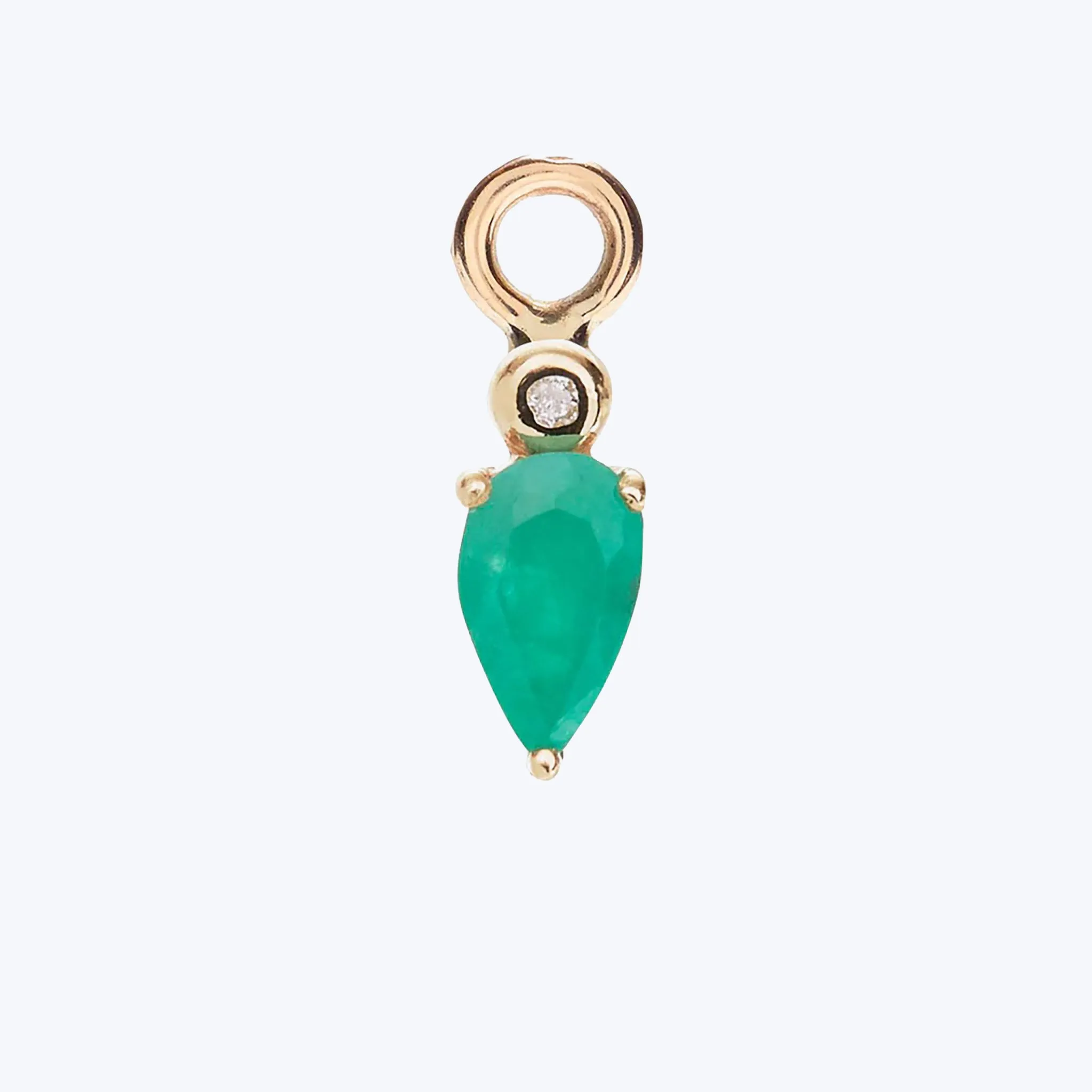 Droplet Charm with Emerald and White Diamond
