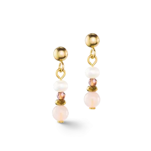 Earrings Romantic Freshwater Pearls & Rose Quartz gold