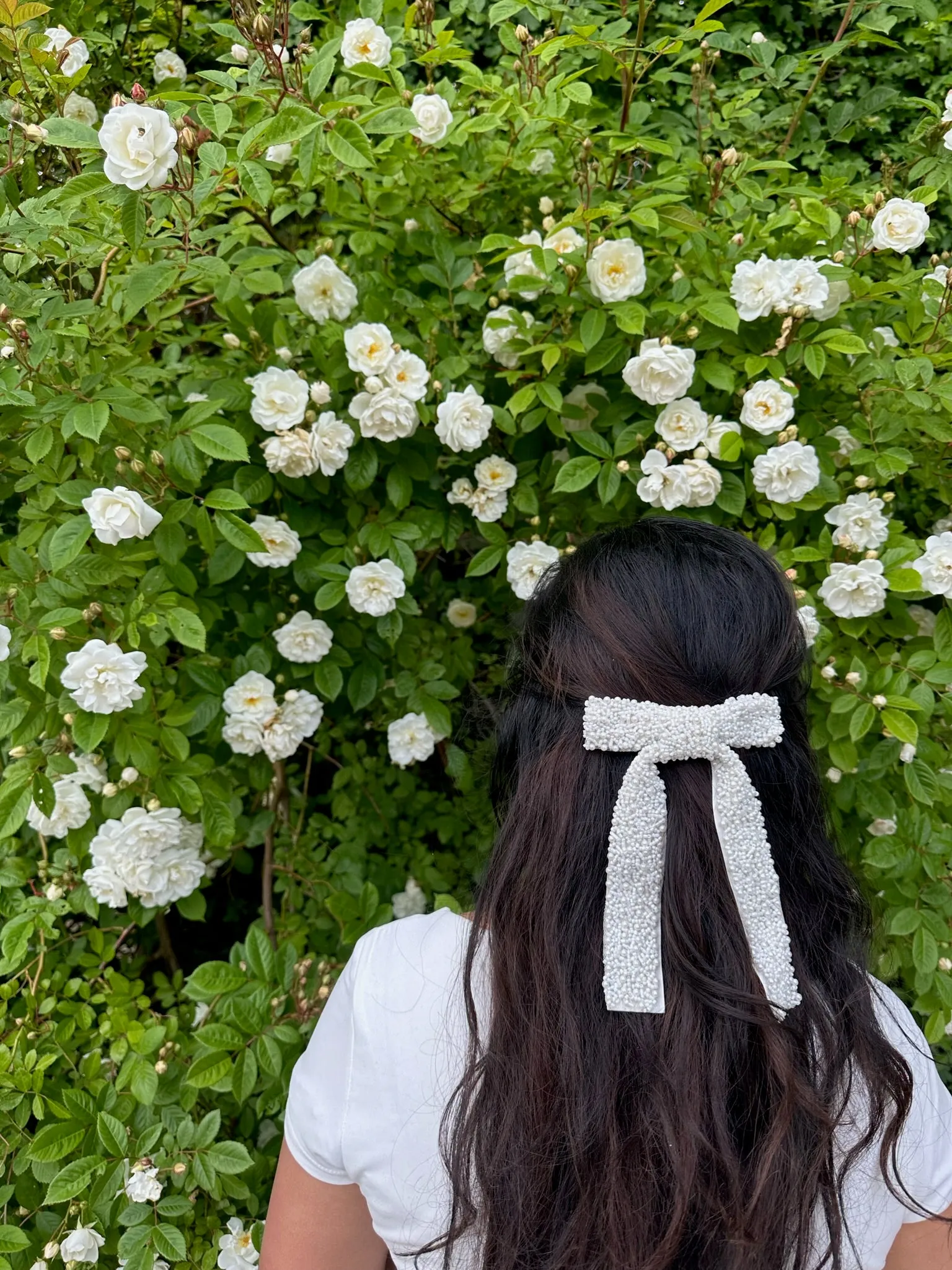 Embellished Hair Bow Barrette Clip | Hand-Stitched