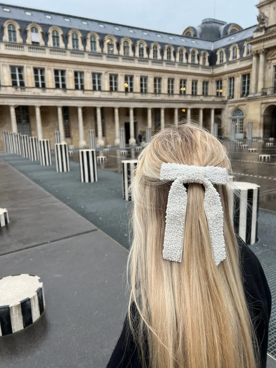 Embellished Hair Bow Barrette Clip | Hand-Stitched