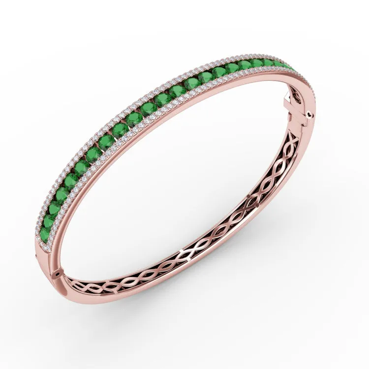 Emerald and Diamond Channel Set Bangle