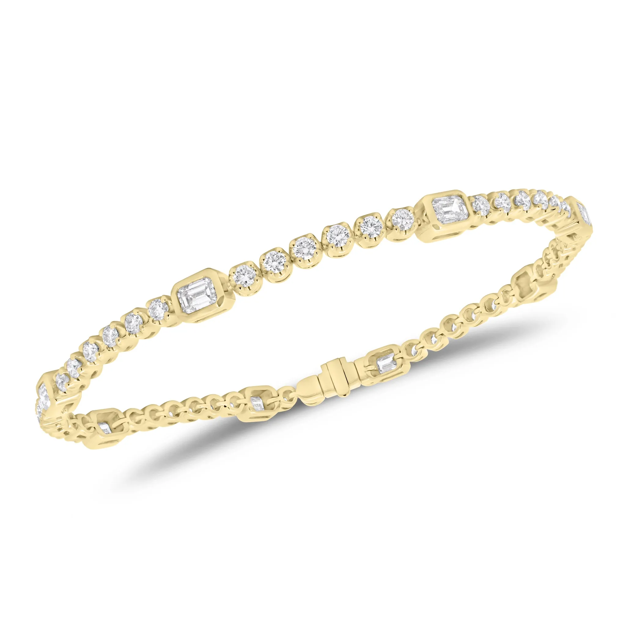 Emerald-Cut & Round Diamond Tennis Bracelet