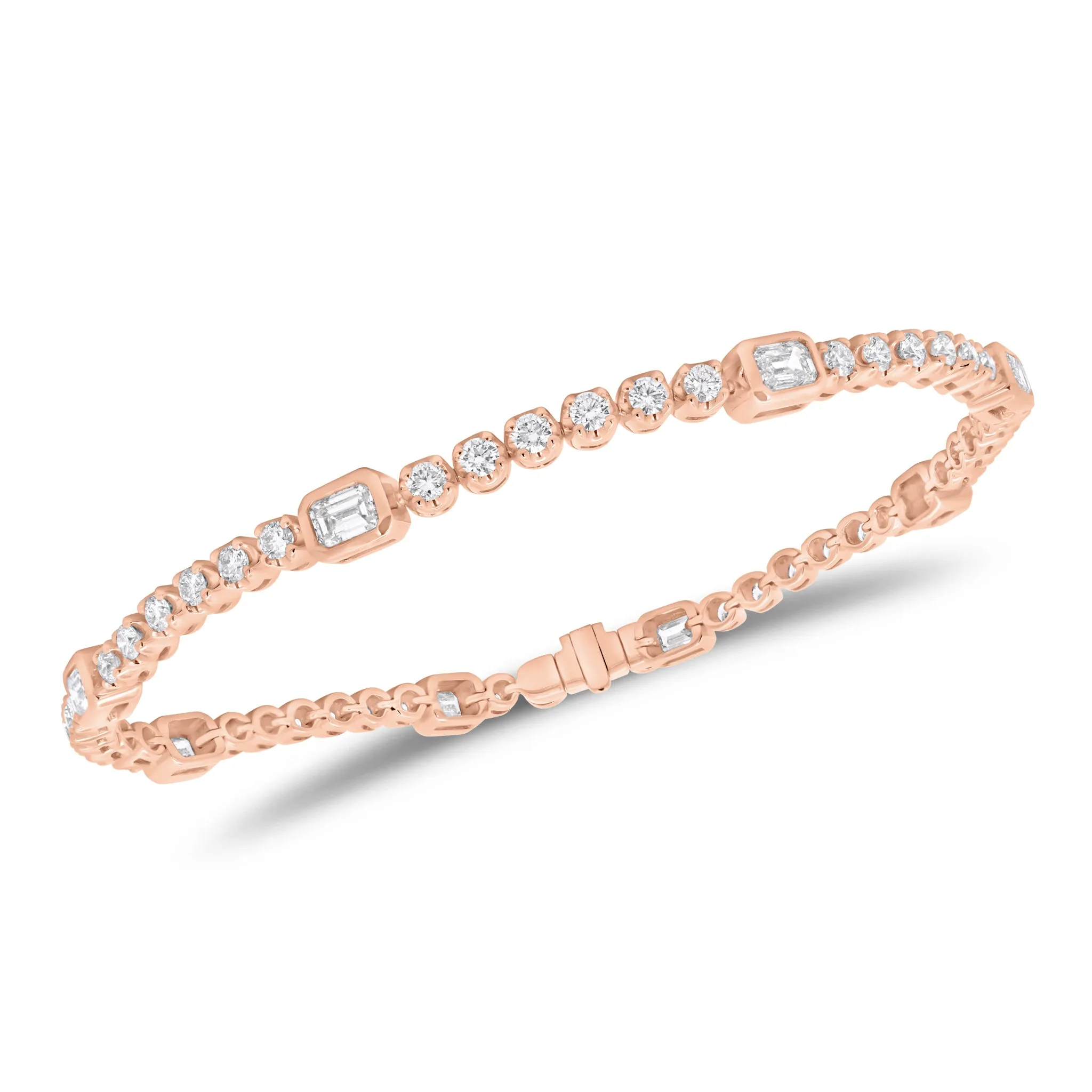 Emerald-Cut & Round Diamond Tennis Bracelet
