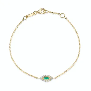 Emerald Evil Eye Chain Bracelet