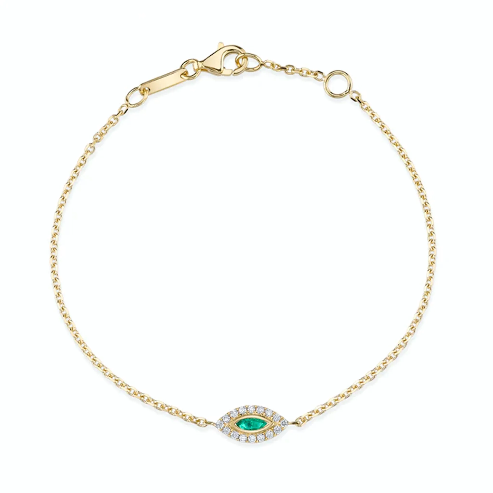 Emerald Evil Eye Chain Bracelet