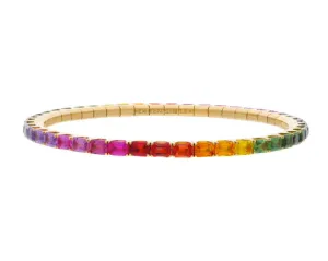 Ex-Tensible™ Emerald Cut Rainbow Sapphire Stretch Diamond Tennis Bracelet