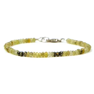 Faceted Green Garnet and Pyrite Bracelet with Sterling Silver Lobster Claw Clasp