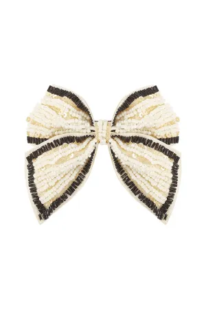 Fancy Bow Knot w/ Pearl Beads Hair Clip Barrette