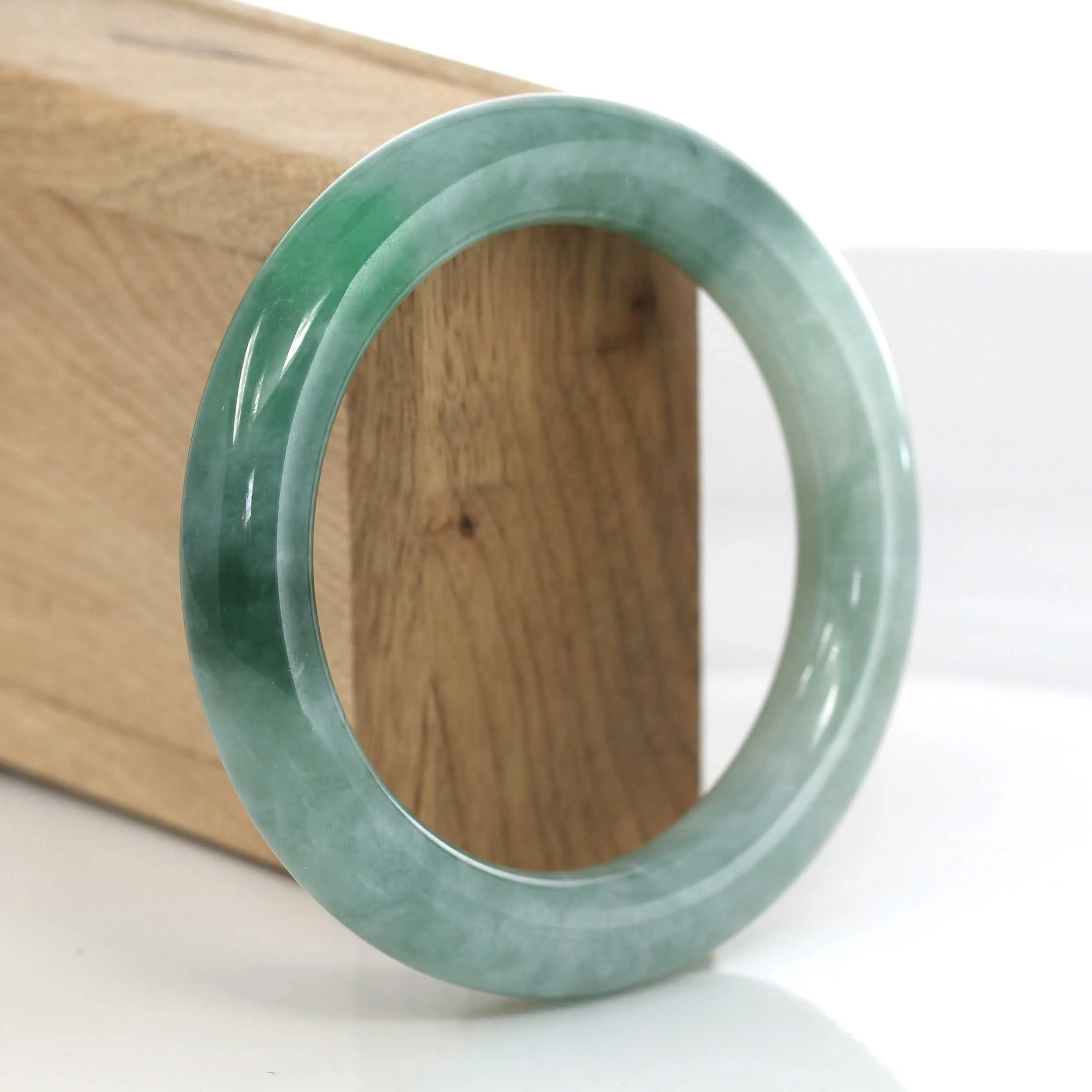 Forest Green Classic Real Jadeite Jade Bangle Bracelet (54 mm) #400
