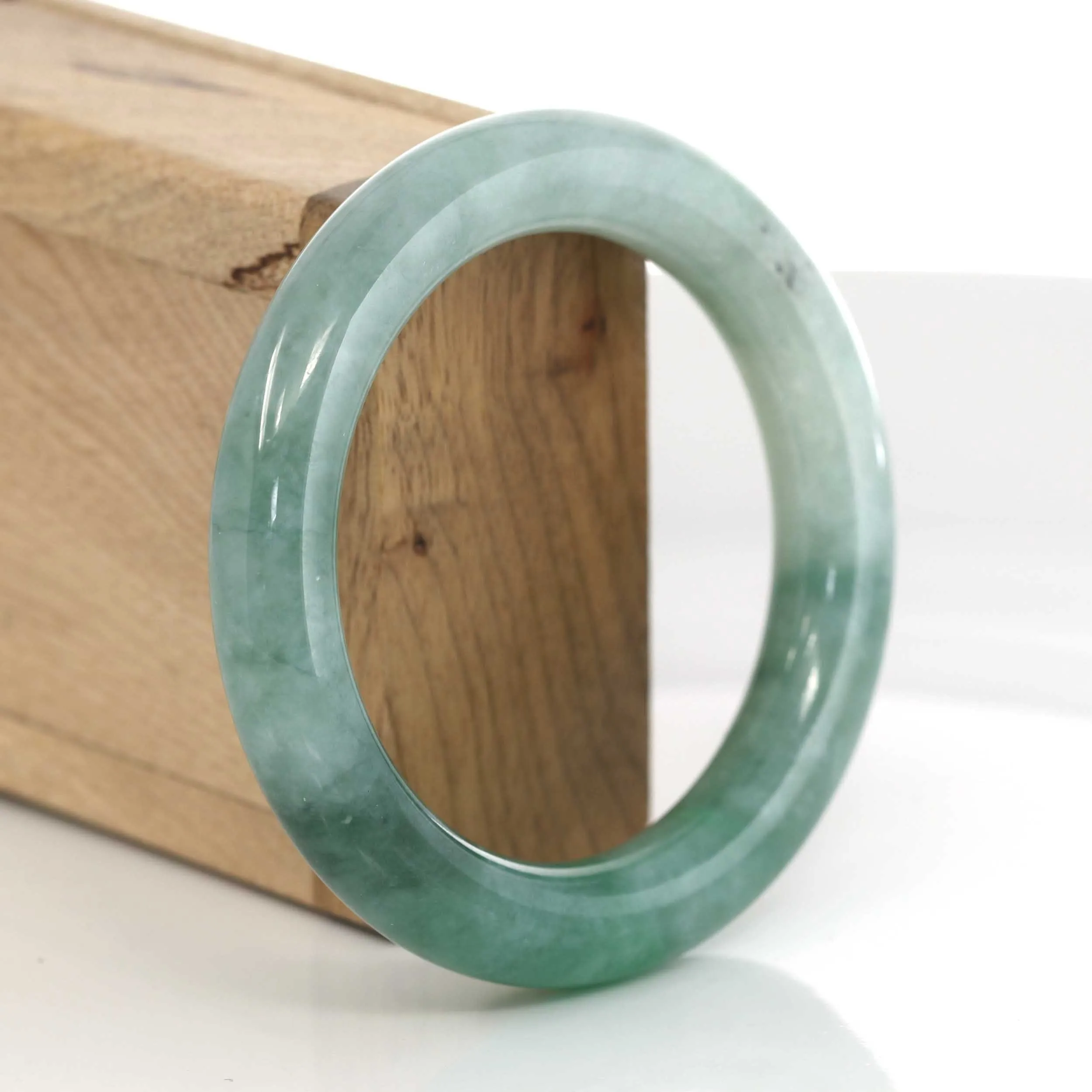Forest Green Classic Real Jadeite Jade Bangle Bracelet (54 mm) #400