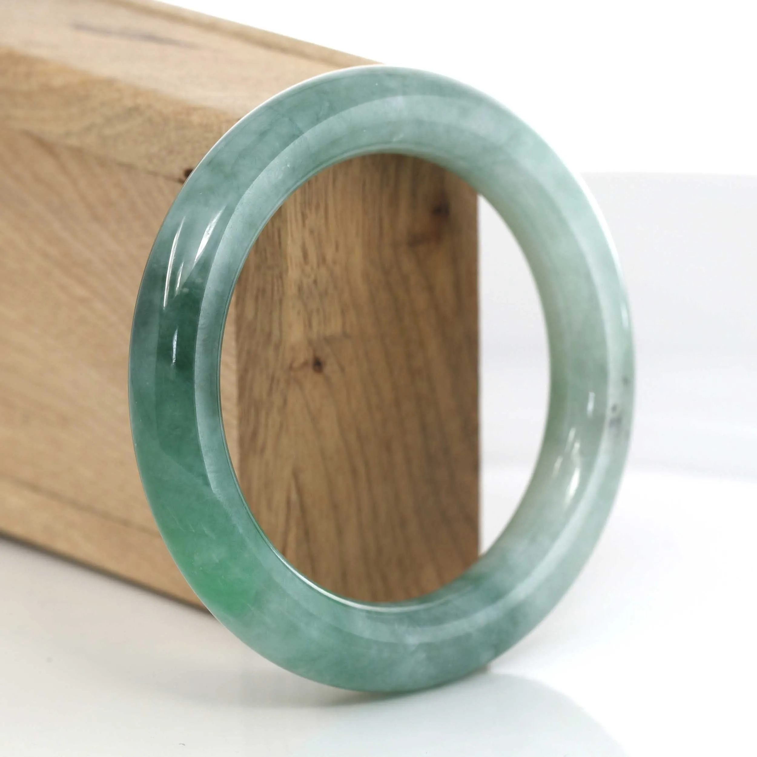 Forest Green Classic Real Jadeite Jade Bangle Bracelet (54 mm) #400