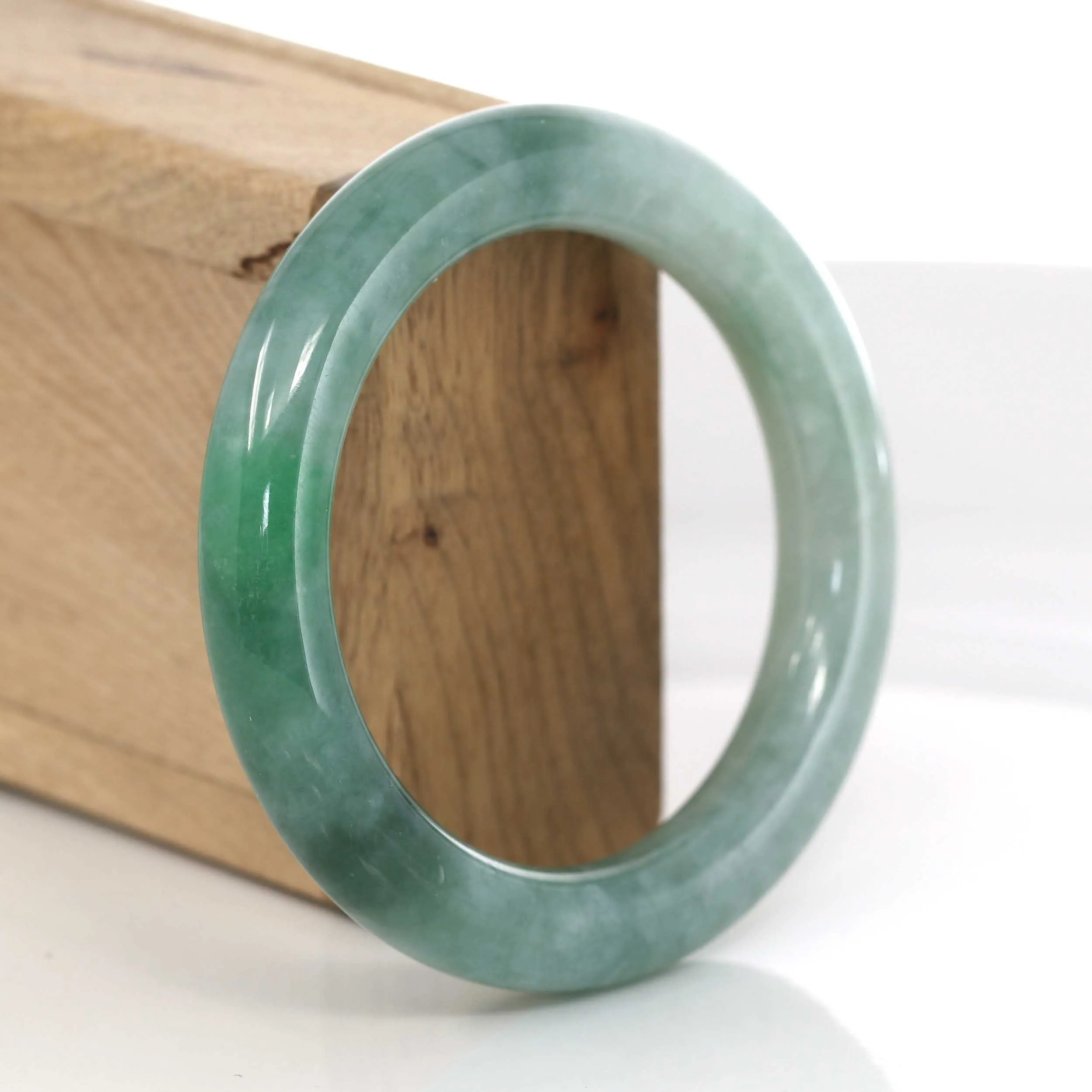Forest Green Classic Real Jadeite Jade Bangle Bracelet (54 mm) #400