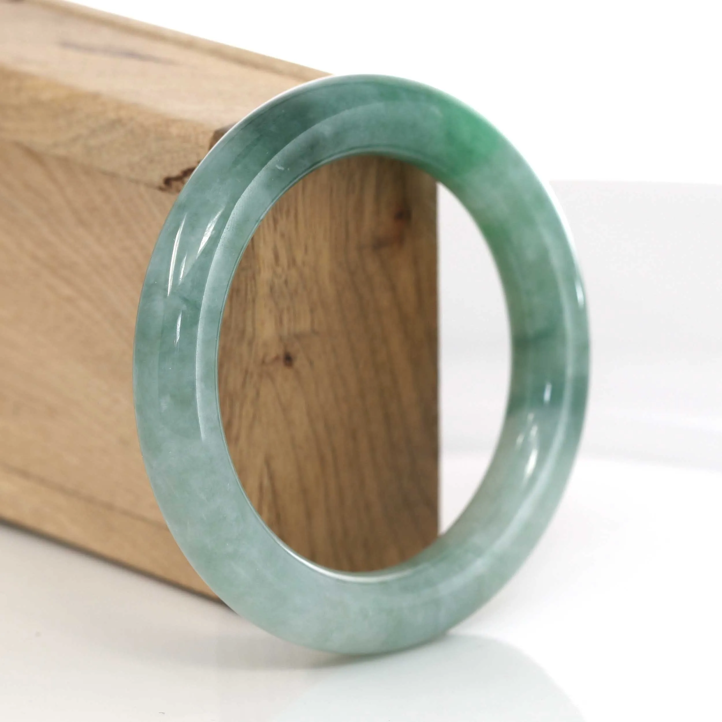 Forest Green Classic Real Jadeite Jade Bangle Bracelet (54 mm) #400