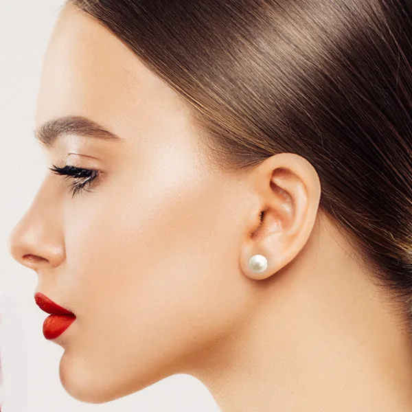Freshwater Pearl Button Earrings