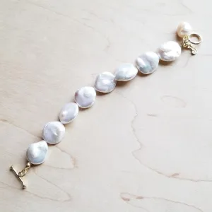 Freshwater Pearl Coin Bracelet with KC Gold Findings