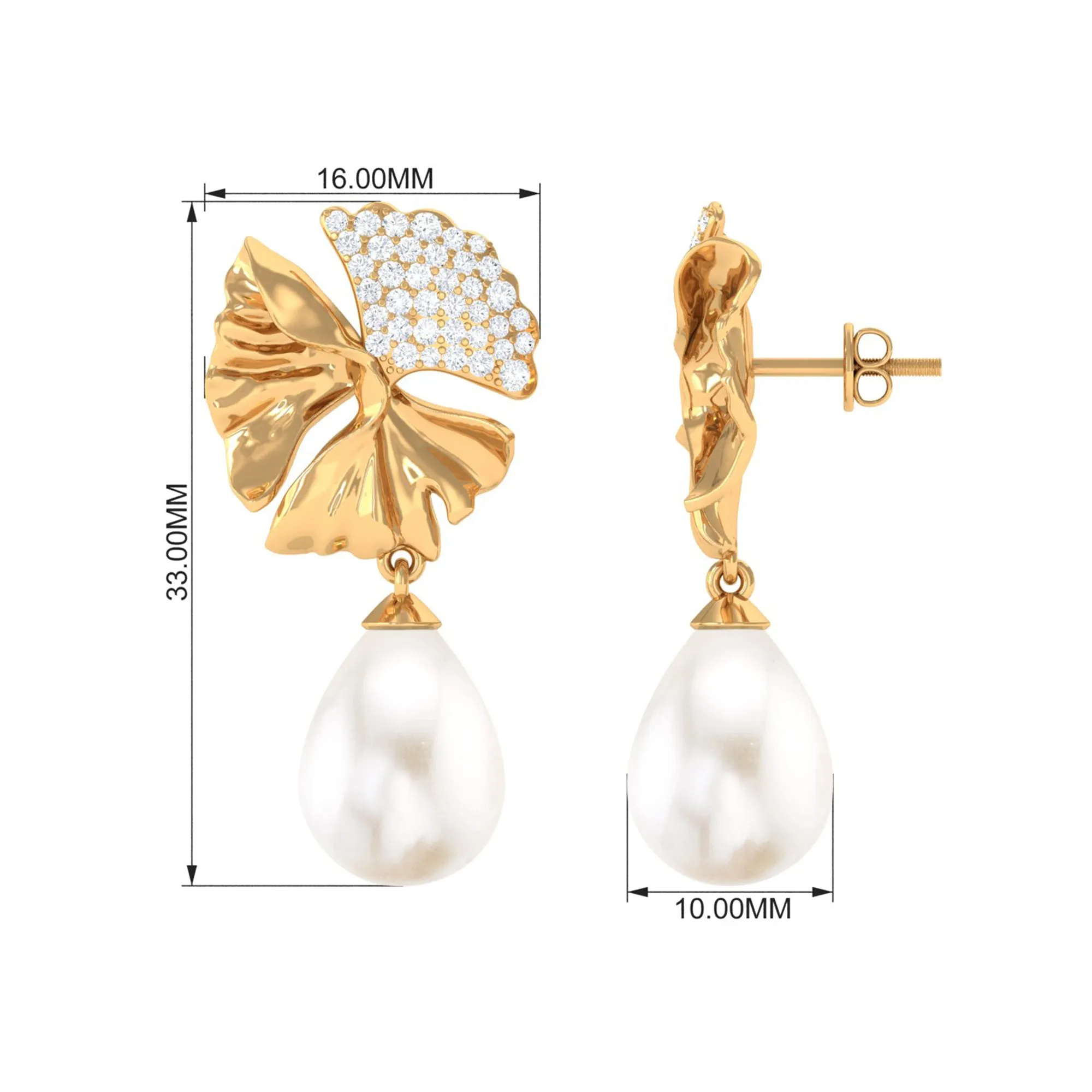 Freshwater Pearl Drop Earrings with Moissanite Accent
