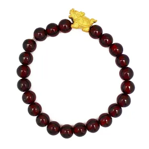 Garnet Bead Dragon-Turtle Bracelet (24K)