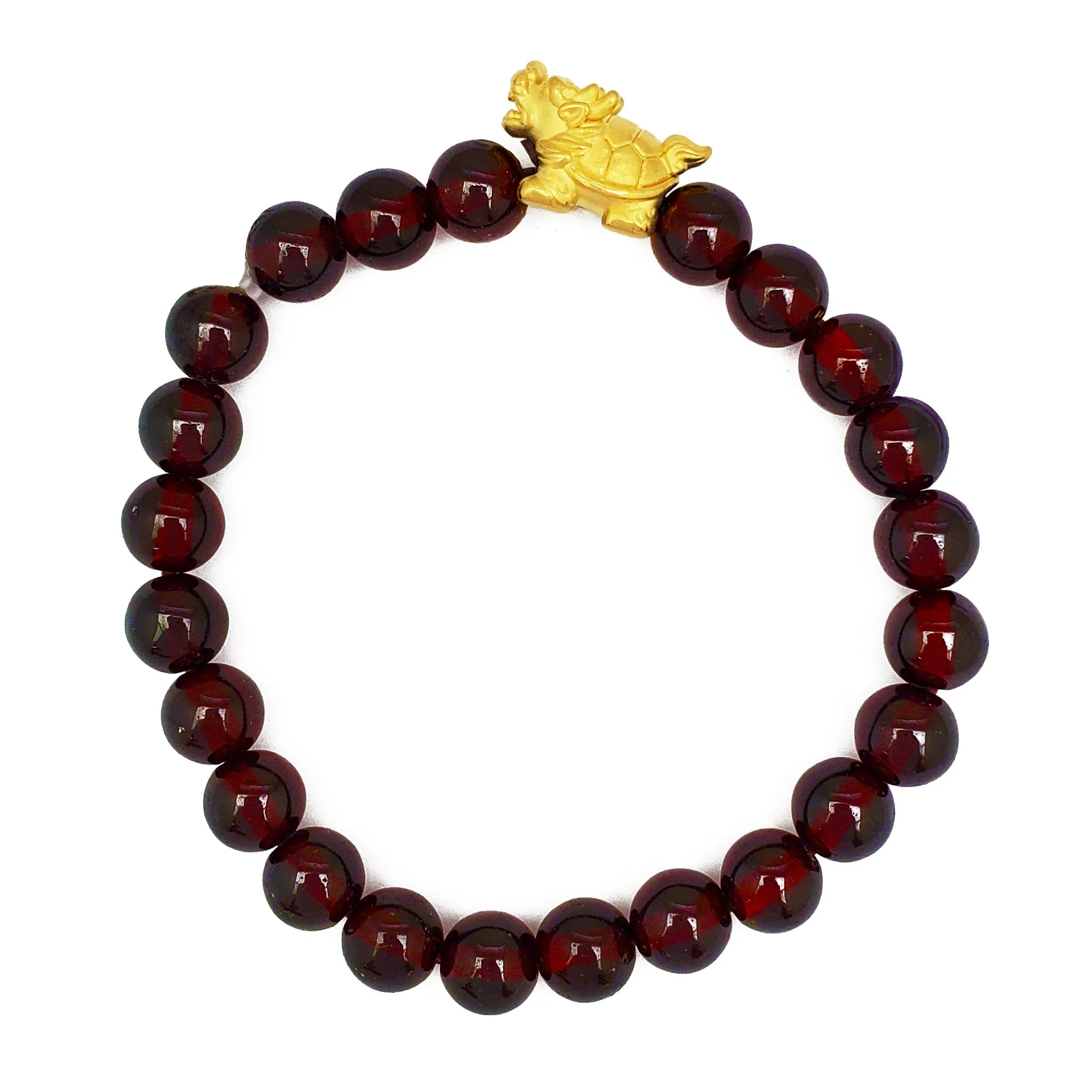 Garnet Bead Dragon-Turtle Bracelet (24K)