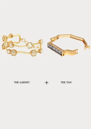 Garnet bracelet  & Tan bracelet set
