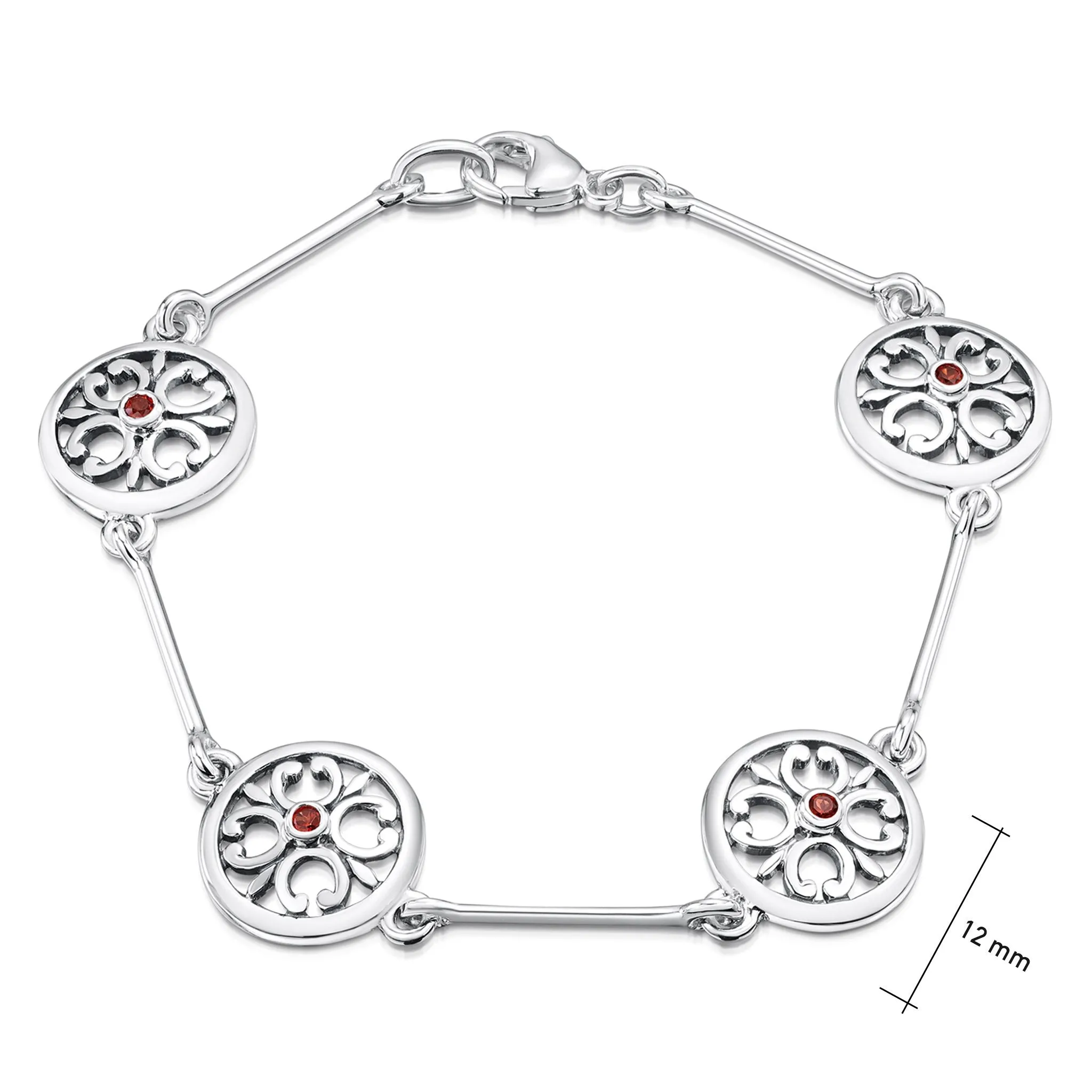 Garnet Cathedral Bracelet in Sterling Silver