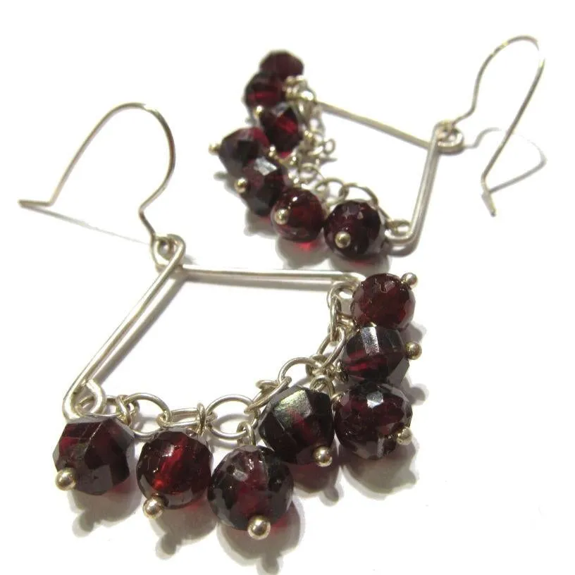 Garnet Earrings with Sterling Silver Earwires
