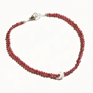 Garnet   Herkimer Bracelet No.23