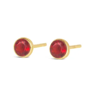 Garnet Mini Stud Earrings | Gold - January