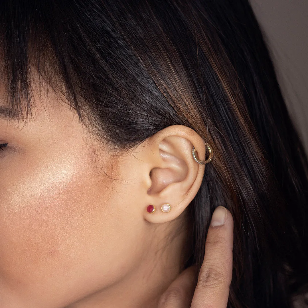 Garnet Mini Stud Earrings | Gold - January